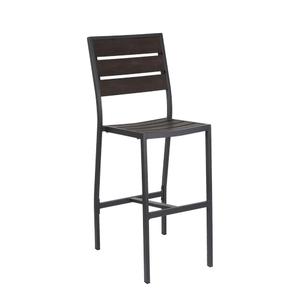 H&D Commercial Seating 7046B Aluminum Barstool w/ Black Frame & Poly Wood Seat & Back