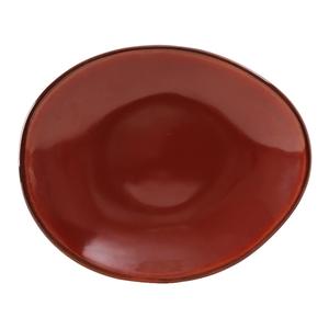 Tuxton China Inc Artisan 10in x 8-1/4in Red Rock Ceramic Ellipse Plate - 1dz - GAR-651 