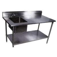John Boos 30" x 48" S/s Work Table w/ Prep Sink & Stainless Undershelf - EPT6R5-3048SSK-L-X