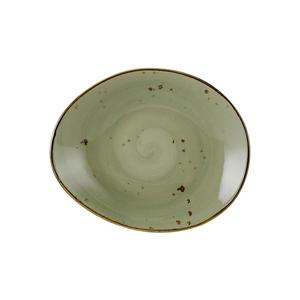 Tuxton China Inc Artisan Geode 10in x 8-1/4in Olive Ellipse Plate - 1dz - GGO-651 