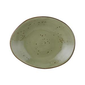 Tuxton China Inc Artisan Geode 12" x 9-3/4" Olive Ellipse Plate - 1 Doz - GGO-652