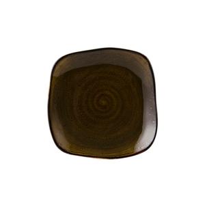 Tuxton China Inc Artisan Geode 7-1/4in Walnut Porcelain Square Plate - 1dz - GGW-500 