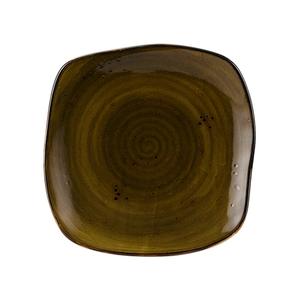 Tuxton China Inc Artisan Geode 11" Walnut Porcelain Square Plate - 1 Doz - GGW-502