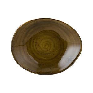 Tuxton China Inc Artisan Geode 12" x 9-3/4" Walnut Ellipse Plate - 1 Doz - GGW-652