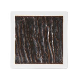 Tuxton China Inc Kona 6in Lava/Porcelain White Narrow Rim Square Plate - 1dz - GKP-500 