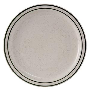 Tuxton China Inc Emerald 10-1/2in Amr White/Eggshell with Green Speckle Plate - TES-016 