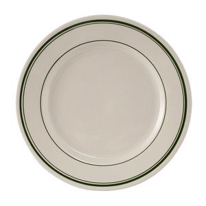 Tuxton China Inc Green Bay 9-5/8in Amr White/Eggshell Green Band Plate - 2dz - TGB-009 