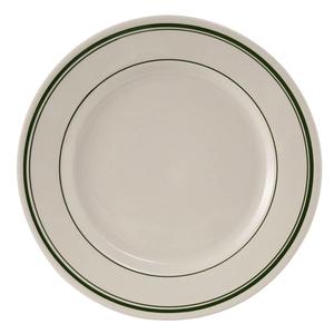 Tuxton China Inc Green Bay 10-1/2in Amr White/Eggshell Green Band Plate - 1dz - TGB-016 