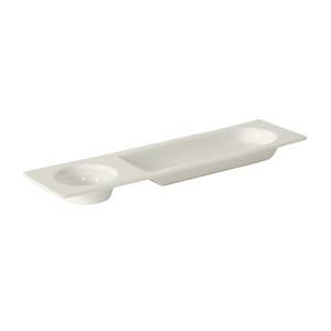 Tuxton China Inc AlumaTux 13-1/2"x3-7/8 Pearl White 2-Compartment Plate - AMU-554