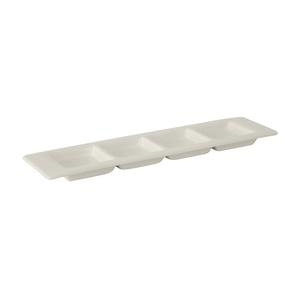 Tuxton China Inc AlumaTux 12-3/4" x 3-3/8" Pearl White 4-Compartment Plate - AMU-557