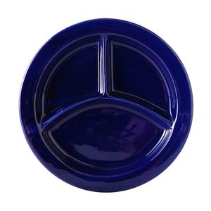 Tuxton China Inc TuxCare 9in Cobalt Ceramic 3-Compartment Plate - 1dz - BCA-0903 