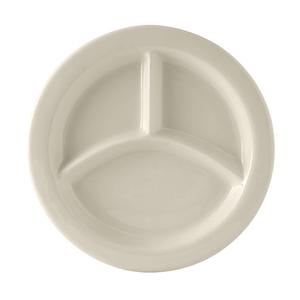 Tuxton China Inc TuxCare 9in Amr White/Eggshell 3-Compartment Plate - 1dz - BEA-0903 