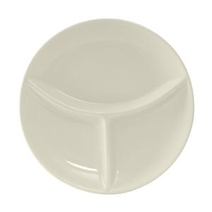 Tuxton China Inc TuxCare 9in Amr White/Eggshell 3-Compartment Coupe Plate - BEA-090A 