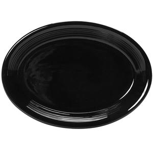 Tuxton China Inc Concentrix 11-1/2in x 8-3/4in Black Ceramic Platter - 1dz - CBH-1142 