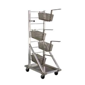 New Age 27in x 18in Welded Aluminum Mobile Fry Basket Rack - 1210 