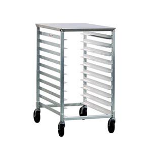 New Age 1311 26in x 20.5in Welded Aluminum Mobile Half-Size 10 Pan Rack 