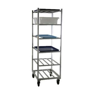 New Age 1356 27in x 21in Welded 6 Shelf Aluminum Mobile Universal Bus Cart 