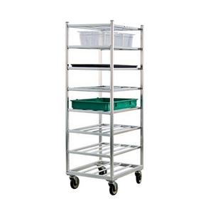 New Age 1358 27in x 21in Welded 8 Shelf Aluminum Mobile Universal Bus Cart 