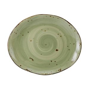 Tuxton China Inc Artisan Geode 13-1/4in x 11in Olive Porcelain Platter -1dz - GGO-023 
