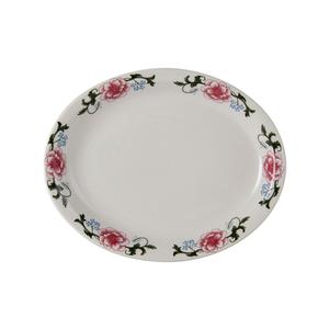 Tuxton China Inc Western Rose 11-3/8in x 9in Eggshell Oval Platter - 1dz - LCH-113 