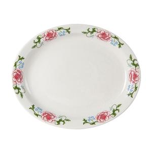 Tuxton China Inc Western Rose 13-1/2in x 11in Eggshell Oval Platter - 1dz - LCH-1349 
