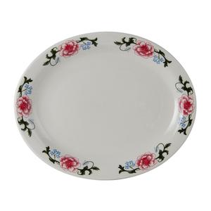 Tuxton China Inc Western Rose 13-3/4in x 11-1/4in Eggshell Oval Platter - 1dz - LCH-136 