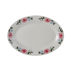 Tuxton China Inc Western Rose 12-5/8in 8-3/4in Eggshell Oval Platter - 1dz - LRH-1259 