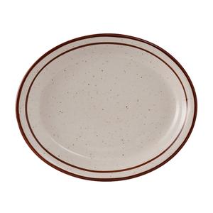 Tuxton China Inc Bahamas 9-1/2in Amer White/Eggshell with Brown Speckle Platter - TBS-012 