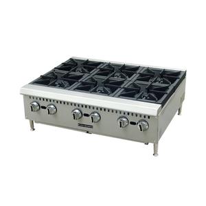 Adcraft Black Diamond 36in Countertop Natural Gas 6 Burner Hotplate - BDCTH-36 