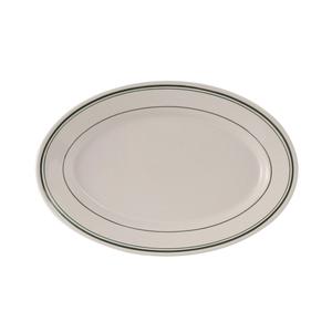 Tuxton China Inc Green Bay 12-5/8in Amr White/Eggshell with Green Band Platter - TGB-014 