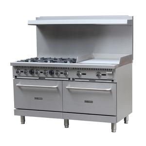 Adcraft BDGR-6024G/NG Black Diamond 60in Natural Gas 6 Burner Range with 24in Griddle 
