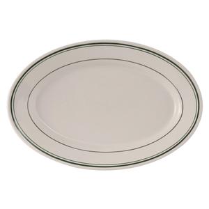 Tuxton China Inc Green Bay 15-3/4in Amr White/Eggshell with Green Band Platter - TGB-042 