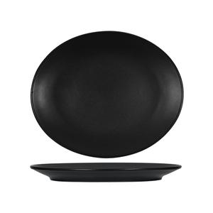 Tuxton China Inc Zion 10in x 12.5in Matte Black Ceramic Coupe Platter - 1dz - VBH-114 