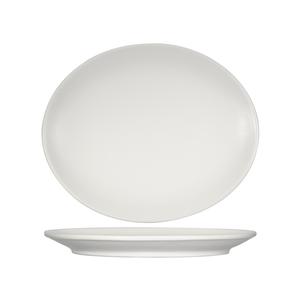 Tuxton China Inc Zion 10in x 12.5in Matte White Ceramic Oval Coupe Plate - 1dz - VWH-114 