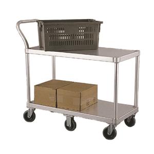 New Age 1490 48in x 19in Aluminum Frame Mobile Utility Cart with Two Shelves 