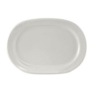 Tuxton China Inc YPH-137 Sonoma 13-7/8" Porcelain White Racetrack Platter - 1 Doz