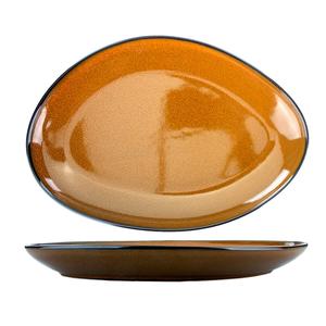 International Tableware, Inc LU-139-TA Luna 13.25" x 9.25" Terracotta Stoneware Oval Platter - 1 Dz