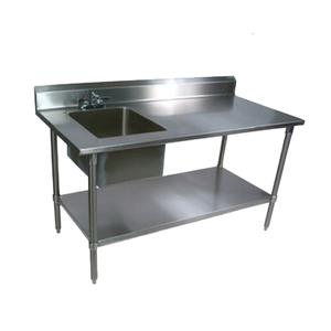 John Boos EPT8R5-3048SSK-L-X 48" x 30" 18 Ga S/s Work Table w/ Prep Sink & S/s Undershelf