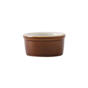 Tuxton China Inc B1X-035 DuraTux 3-1/2 oz. Caramel/Eggshell Round Ramekin - 4 Doz