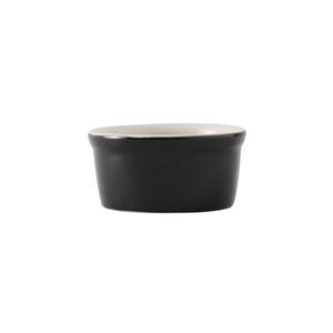Tuxton China Inc B4X-025 DuraTux 2-1/2 oz. Black/Eggshell Round Ramekin - 4 Doz