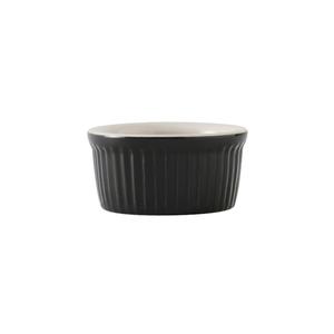 Tuxton China Inc B4X-0252 DuraTux 2-1/2 oz. Black/Eggshell Fluted Round Ramekin - 4 Dz
