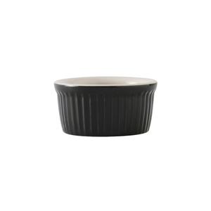 Tuxton China Inc B4X-0352 DuraTux 3.5 oz Black/Eggshell Ceramic Fluted Ramekin - 4 Dz
