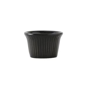 Tuxton China Inc BBX-0152 DuraTux 1-1/2 oz. Black Ceramic Round Fluted Ramekin - 4 Doz
