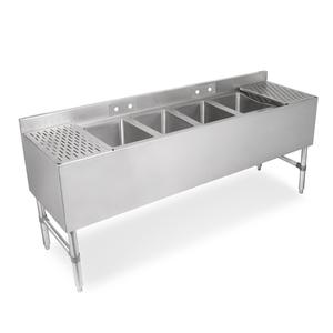 John Boos UBS4-1872-2D12-X 72" x 18" Stainless Steel 4-Compartment Underbar Sink