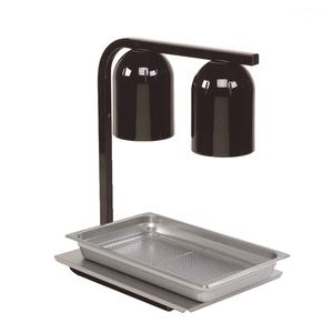 Nemco 6000A-2B Freestanding Black Infrared Heating Lamp with Two Bulbs - 120v 