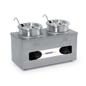Nemco 6120A-220 Twin 4 qt. Well Countertop Round Food Pan Warmer - 220v