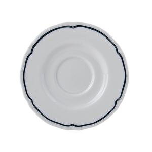 Tuxton China Inc SBE-050 Charleston 5in Diameter Porcelain White with Blue Band Saucer 