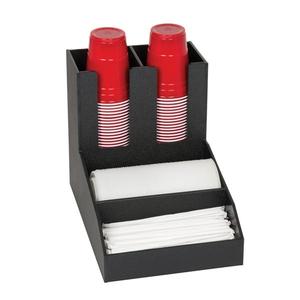Dispense-Rite CLCO-2BT Black Polystyrene 9.5inx 14.5in Condiment, Cup & Lid Organizer 