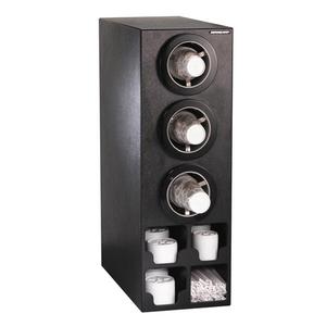 Dispense-Rite CTC-M-3BT Black Polystyrene 13"x 23" Adjustable Cup Dispensing Cabinet