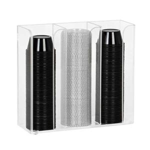 Dispense-Rite CTCO-3CL Clear Acrylic 3-Section Portion Cup & Lid Organizer 